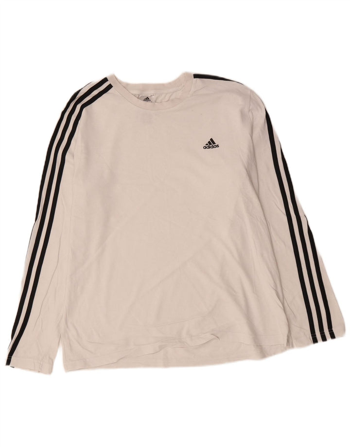 Adidas Womens Top Long Sleeve UK 16/18 Large White Cotton