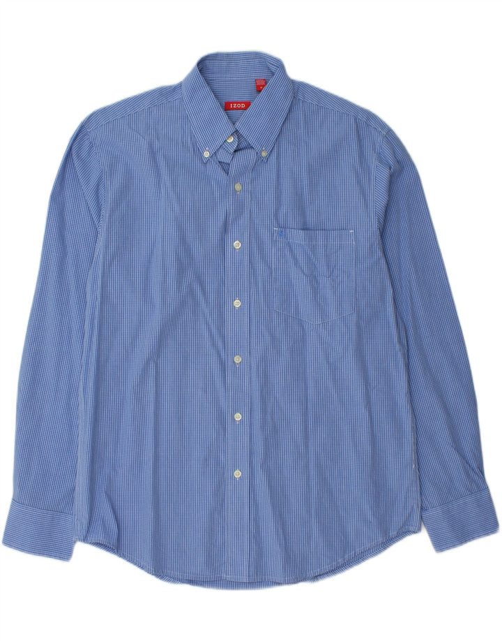 IZOD Mens Shirt Medium Blue Gingham Cotton Vintage Izod and Second-Hand Izod from Messina Hembry 