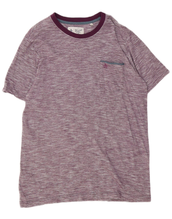 Penguin Mens T-Shirt Top Large Purple Flecked Cotton