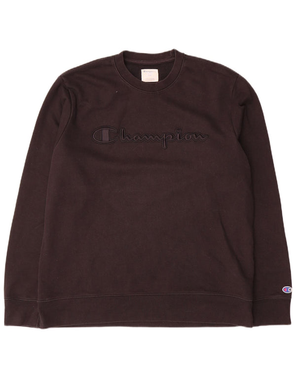 Champion Mens Graphic Sweatshirt Jumper Large Black Cotton