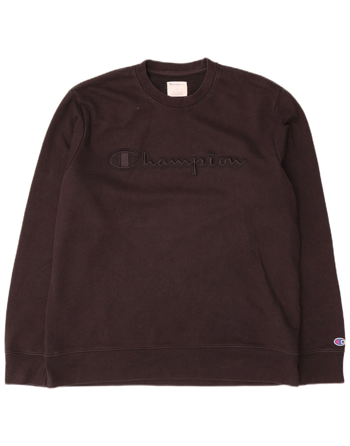 Champion Mens Graphic Sweatshirt Jumper Large Black Cotton