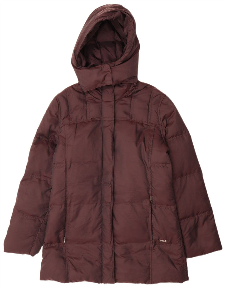 Fila Womens Hooded Padded Coat UK 14 Medium Brown Polyamide