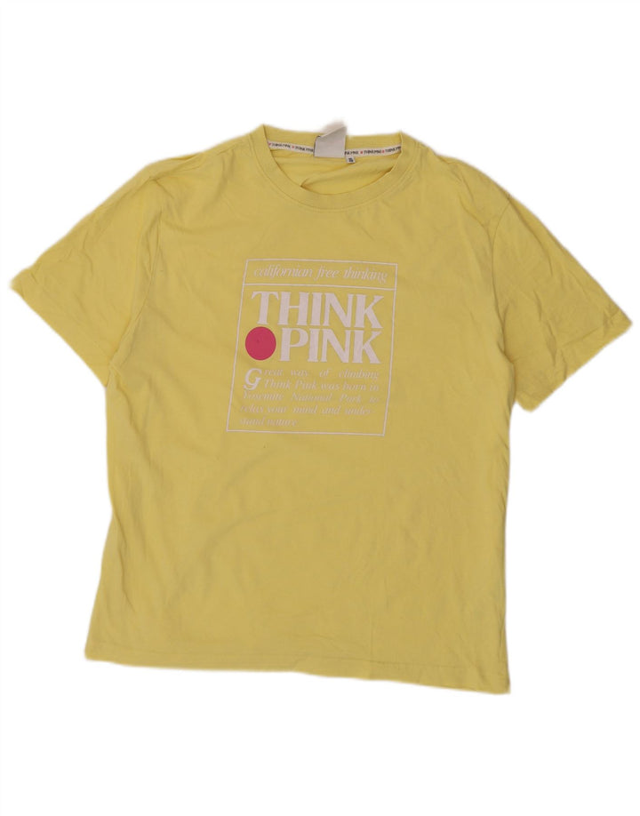 Think Pink Mens Graphic T-Shirt Top IT 48 Medium Yellow Cotton
