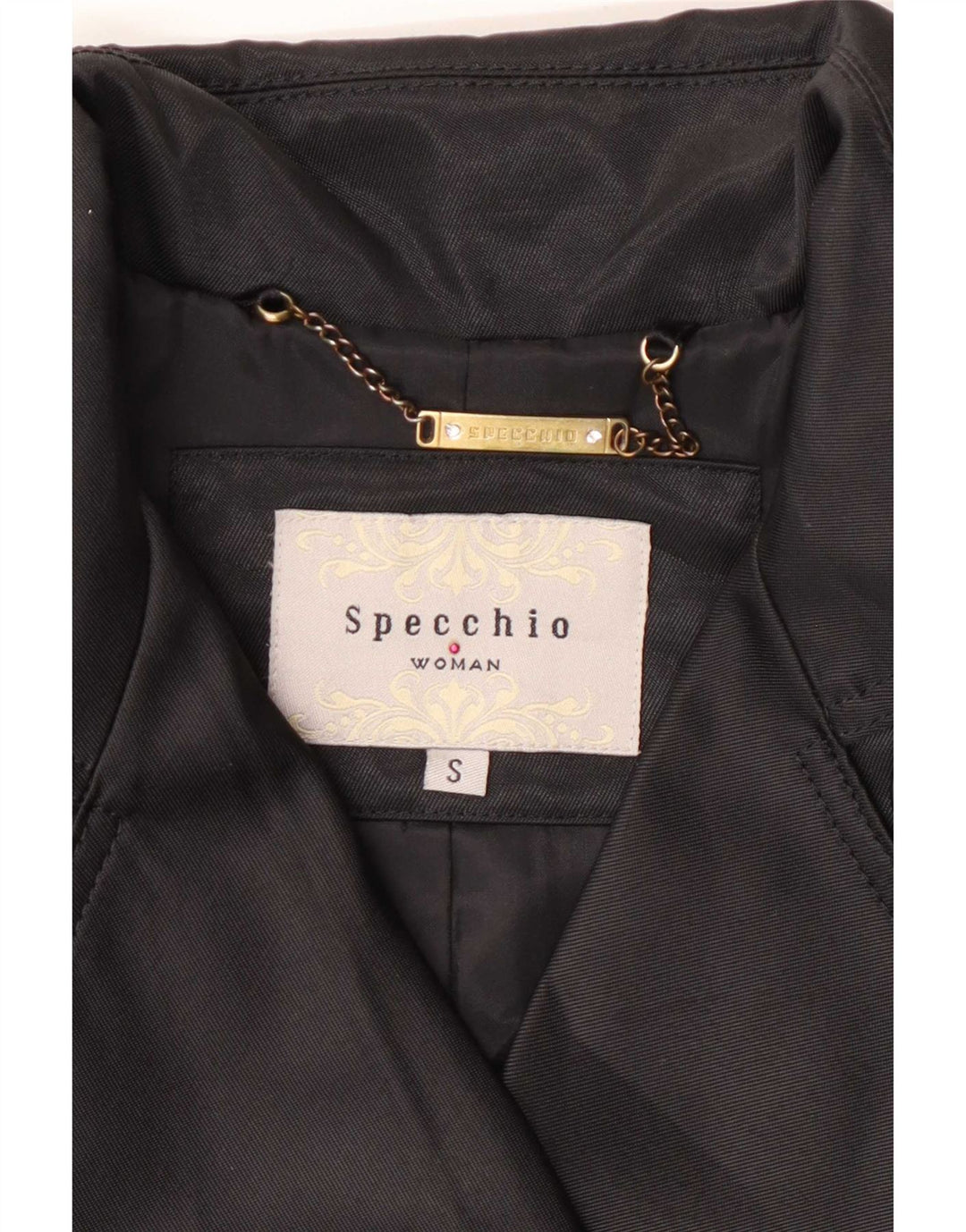 Specchio Womens Trench Coat UK 10 Small Black Polyester