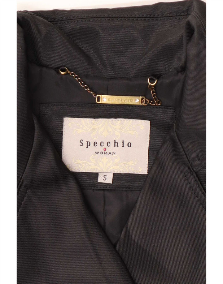 Specchio Womens Trench Coat UK 10 Small Black Polyester