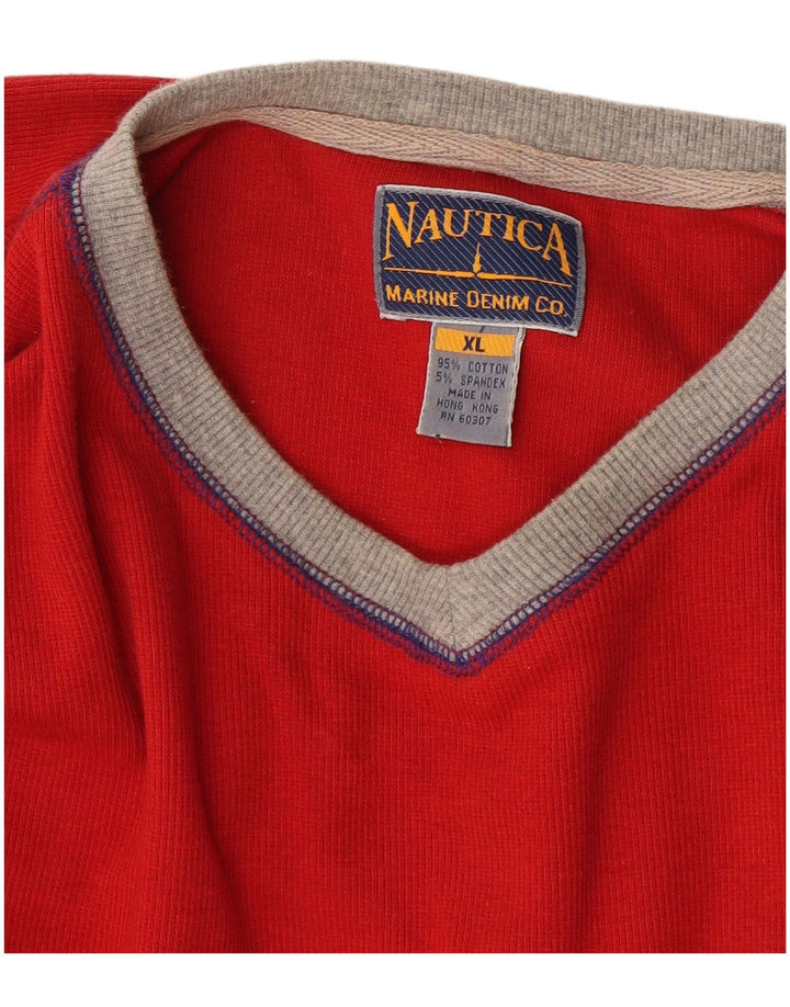 Nautica Mens Top Long Sleeve XL Red Cotton