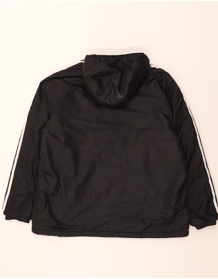 Adidas Mens Hooded Windbreaker Jacket UK 44 2XL Black Polyester
