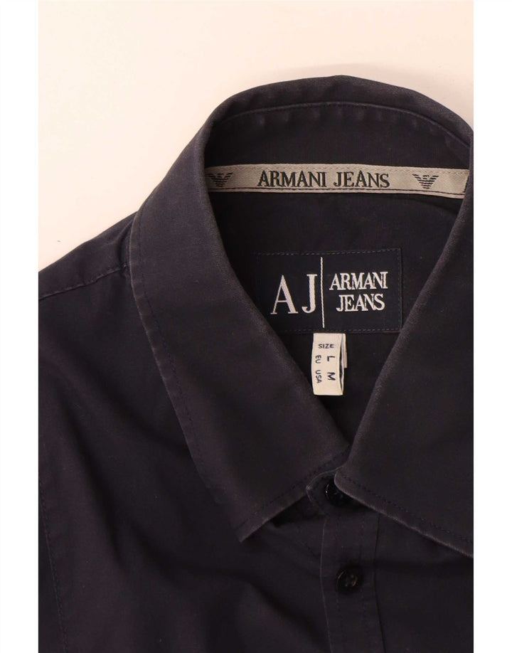 Armani Jeans Mens Shirt Medium Navy Blue Cotton