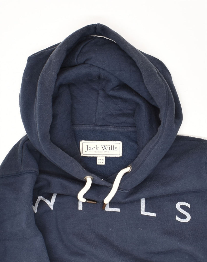 JACK WILLS Womens Loose Fit Graphic Hoodie Jumper UK 10 Small  Navy Blue | Vintage Jack Wills | Thrift | Second-Hand Jack Wills | Used Clothing | Messina Hembry 