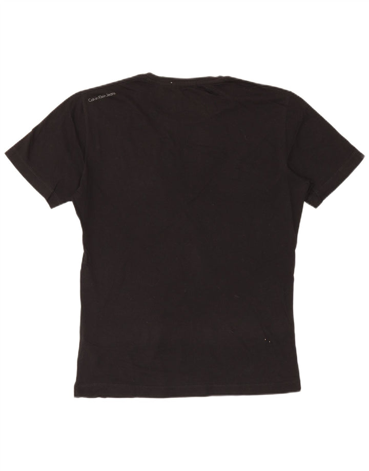 CALVIN KLEIN JEANS Mens Graphic T-Shirt Top Medium Black Cotton