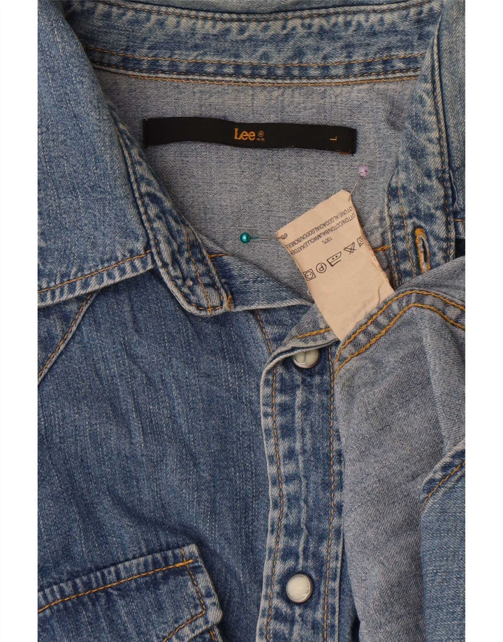 Lee Mens Denim Shirt Large Blue Cotton