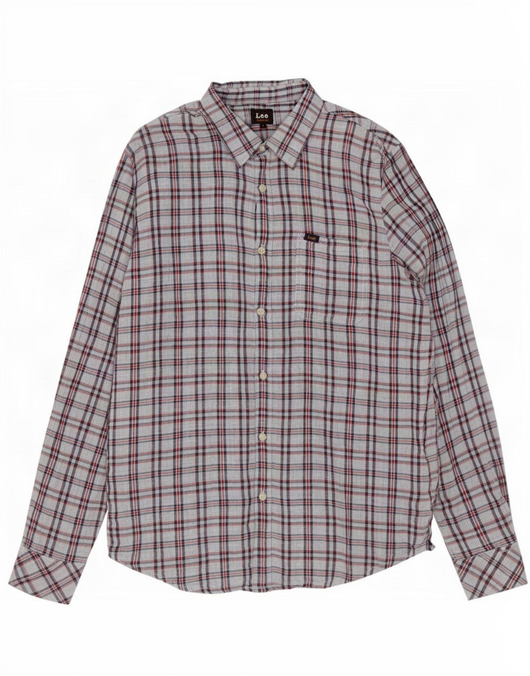 Lee Mens Shirt Large Grey Check Cotton