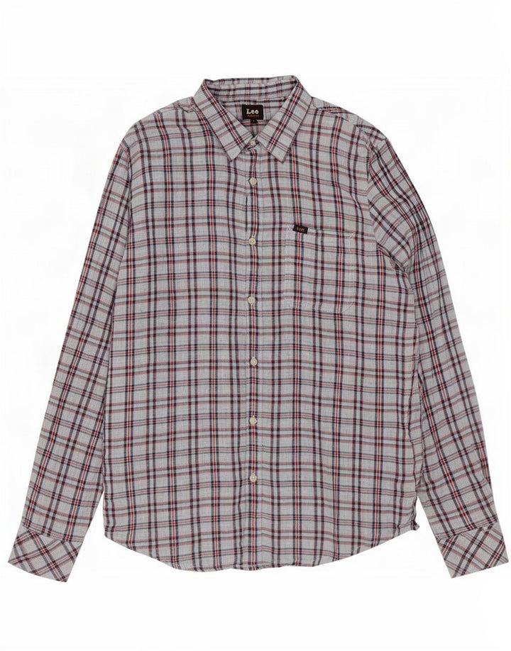 Lee Mens Shirt Large Grey Check Cotton