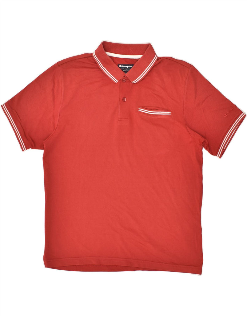 CHAMPION Mens Polo Shirt Medium Red Cotton | Vintage Champion | Thrift | Second-Hand Champion | Used Clothing | Messina Hembry 