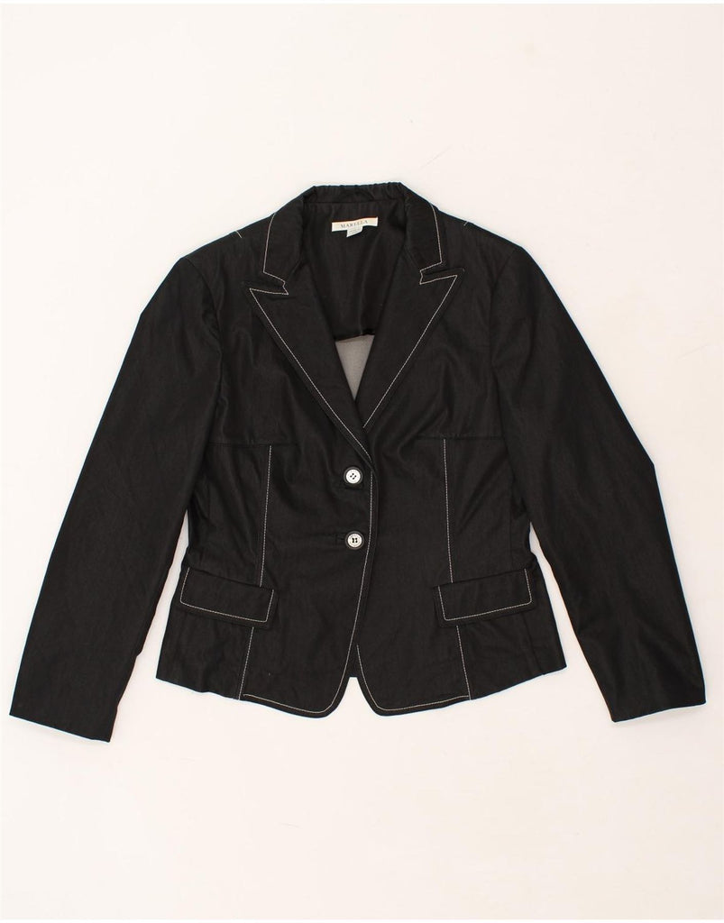 MARELLA Womens 2 Button Blazer Jacket UK 16 Large Black Cotton | Vintage Marella | Thrift | Second-Hand Marella | Used Clothing | Messina Hembry 