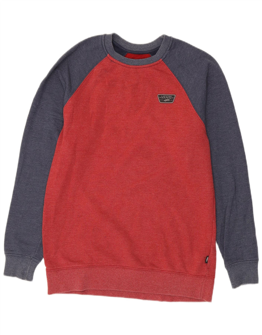 VANS Mens Sweatshirt Jumper Small Red Colourblock Cotton