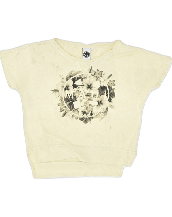 MAUI AND SONS Womens Oversized Graphic T-Shirt Top Small Yellow Polyester | Vintage | Thrift | Second-Hand | Used Clothing | Messina Hembry 