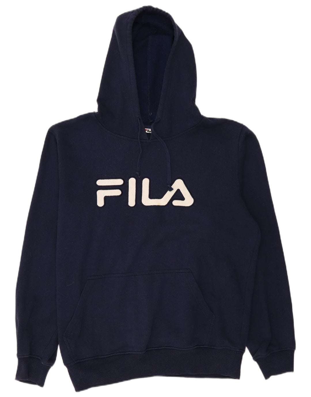 FILA Mens Graphic Hoodie Jumper Large Navy Blue Cotton