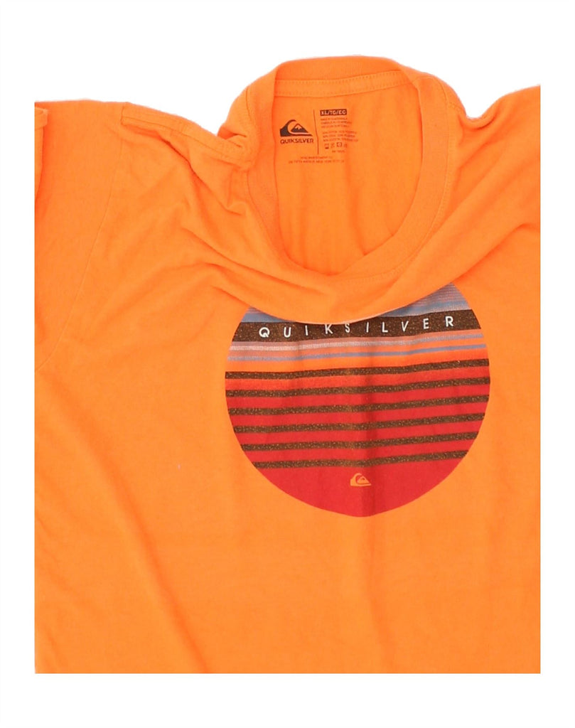 QUIKSILVER Mens Skinny Graphic T-Shirt Top XL Orange Cotton | Vintage Quiksilver | Thrift | Second-Hand Quiksilver | Used Clothing | Messina Hembry 