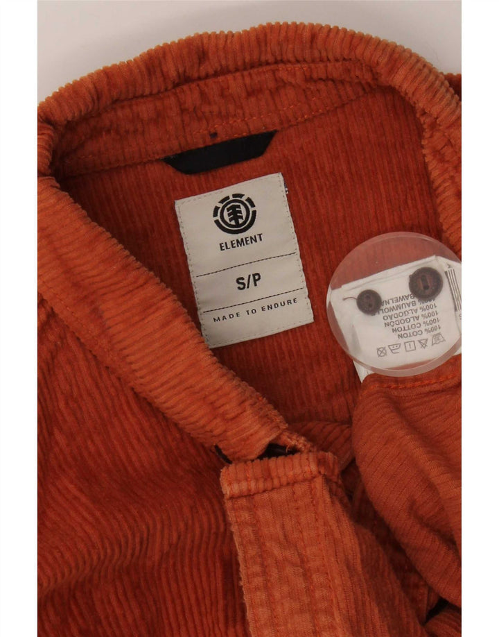 Element Mens Corduroy Shirt Small Orange Cotton