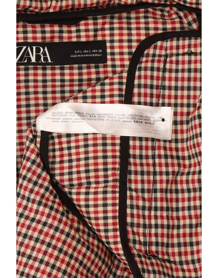 Zara Womens Hooded Padded Jacket UK 16 Large Black Polyester Winter