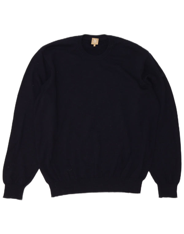 Marz Mens Crew Neck Jumper Sweater IT 52 Large Navy Blue Merino Wool