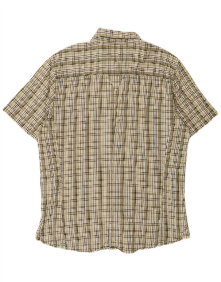 Wrangler Mens Short Sleeve Shirt XL Beige Check Cotton