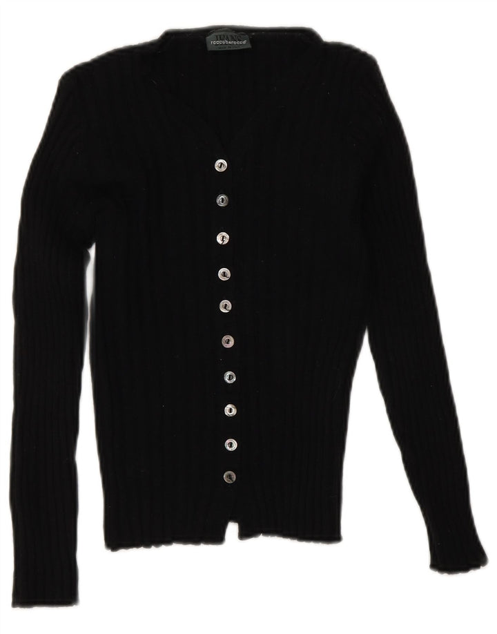 Roccobarocco Womens Crop Cardigan Sweater IT 42 Medium Black