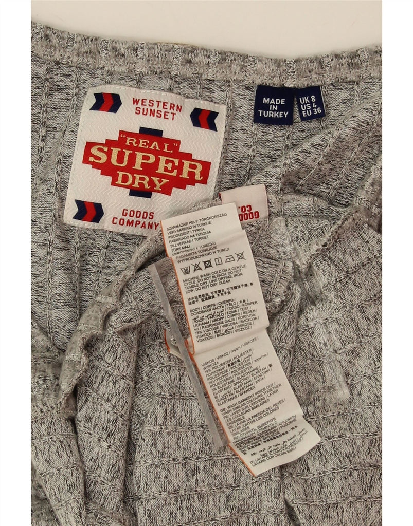 SUPERDRY Womens Crop Cardigan Sweater UK 8 Small Grey Viscose Vintage Superdry and Second-Hand Superdry from Messina Hembry 