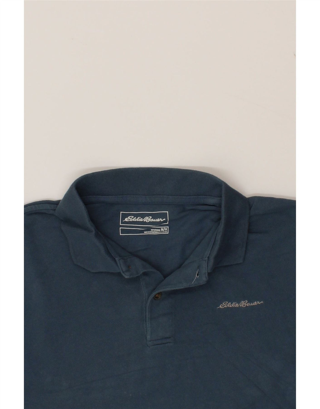 EDDIE BAUER Mens Polo Shirt Medium Navy Blue Cotton Vintage Eddie Bauer and Second-Hand Eddie Bauer from Messina Hembry 
