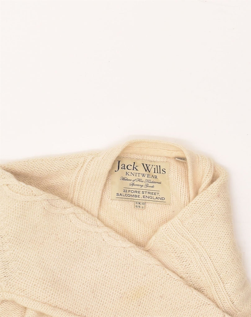 JACK WILLS Womens Cardigan Sweater UK 10 Small Beige Lambswool | Vintage Jack Wills | Thrift | Second-Hand Jack Wills | Used Clothing | Messina Hembry 