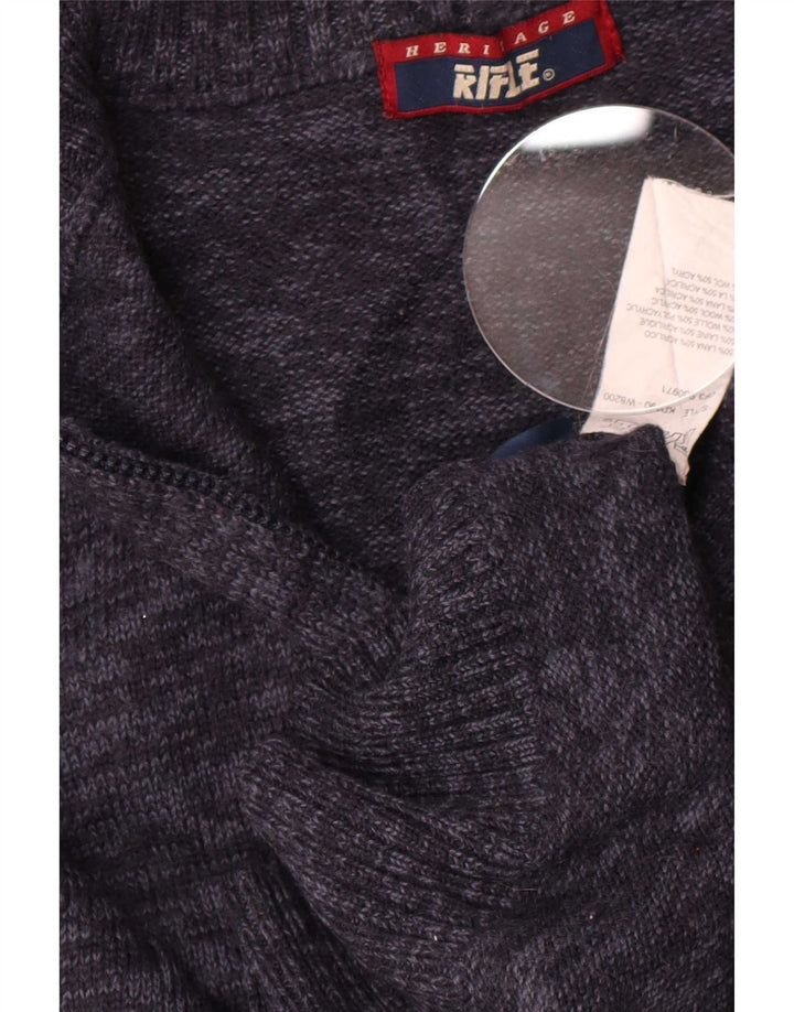 Rifle Mens Cardigan Sweater Medium Navy Blue Flecked Wool