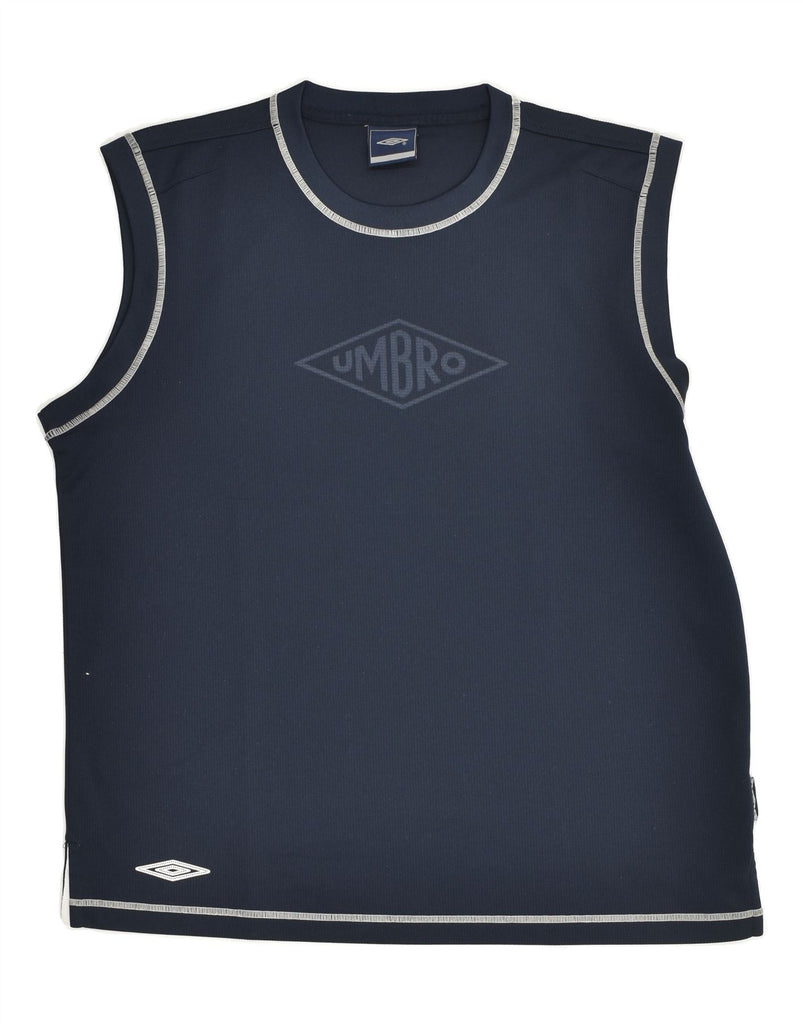 UMBRO Mens Slim Graphic Vest Top 2XL Navy Blue Polyester | Vintage Umbro | Thrift | Second-Hand Umbro | Used Clothing | Messina Hembry 