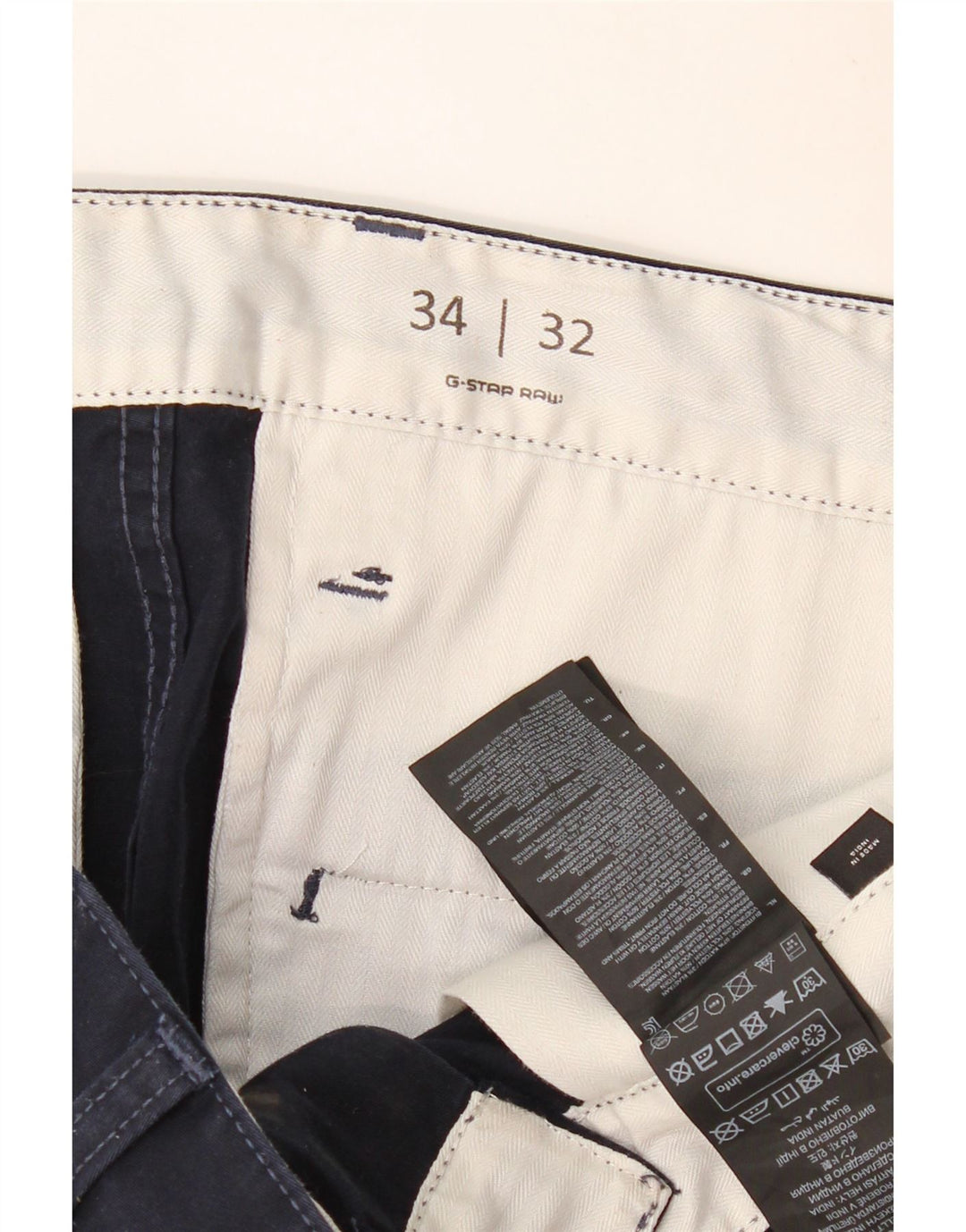 G-STAR Mens Slim Chino Trousers W34 L32 Navy Blue Cotton