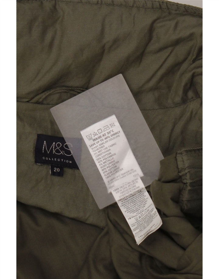 Marks & Spencer Womens Hooded Bomber Jacket UK 20 2XL Khaki Cotton