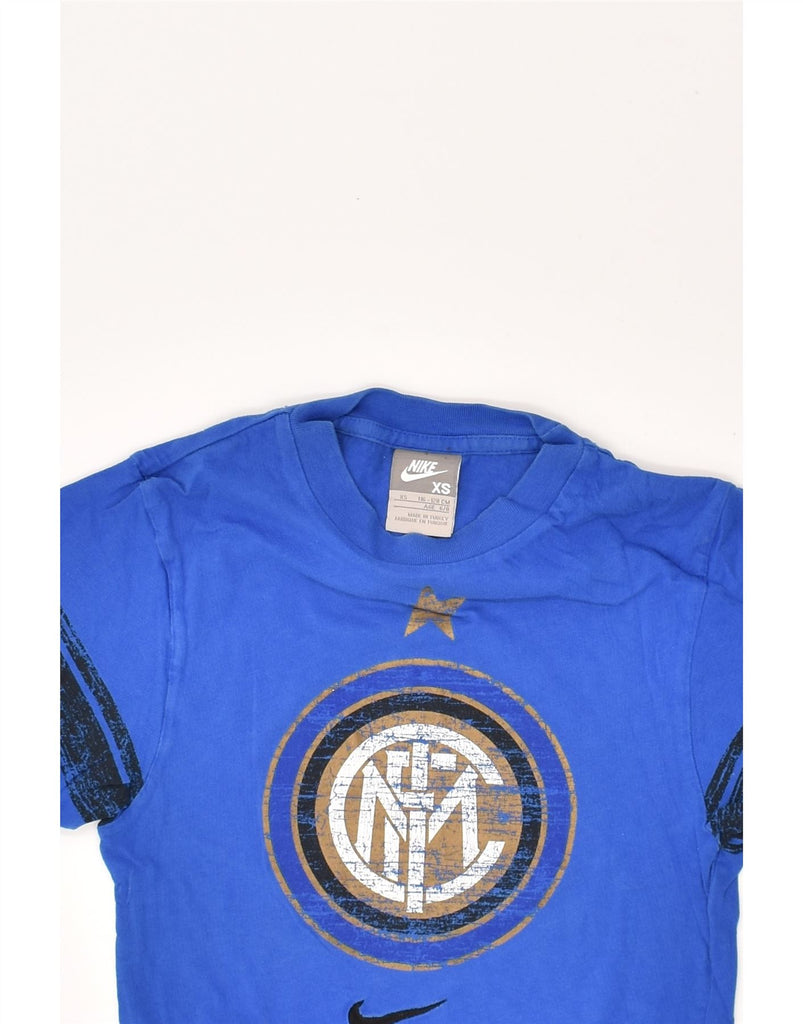 NIKE Boys AC Milan Graphic T-Shirt Top 6-7 Years XS Blue Cotton | Vintage Nike | Thrift | Second-Hand Nike | Used Clothing | Messina Hembry 