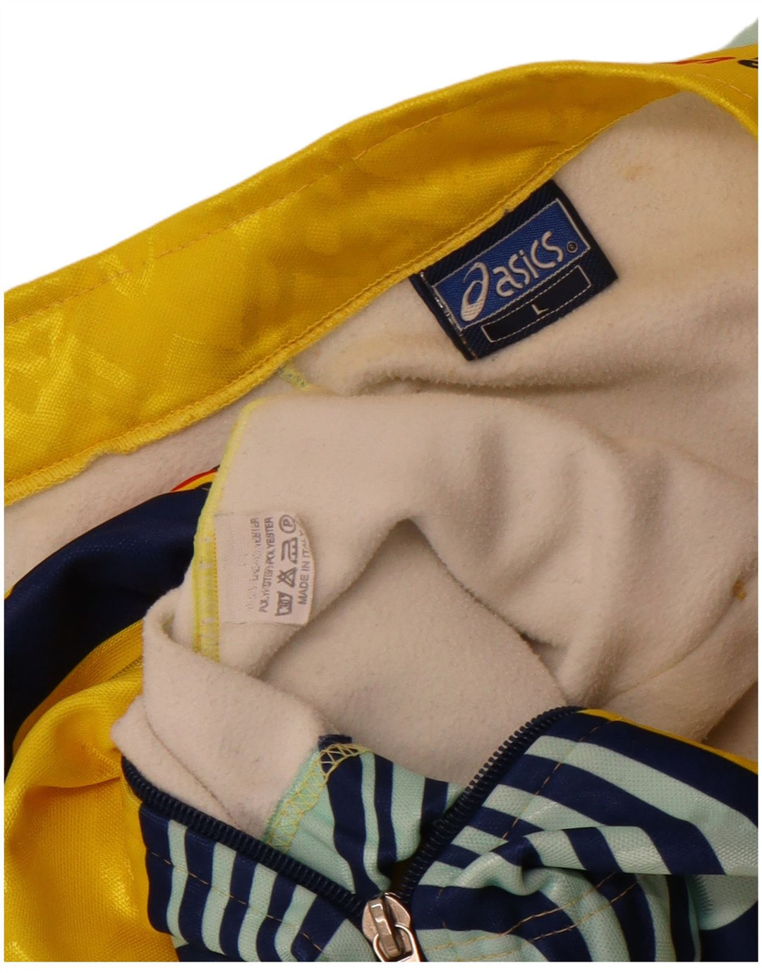 Asics Mens Graphic Tracksuit Top Jacket Large Yellow Colourblock Polyester