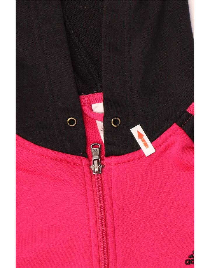 Adidas Womens Zip Hoodie Sweater UK 12/14 Medium Pink Polyester
