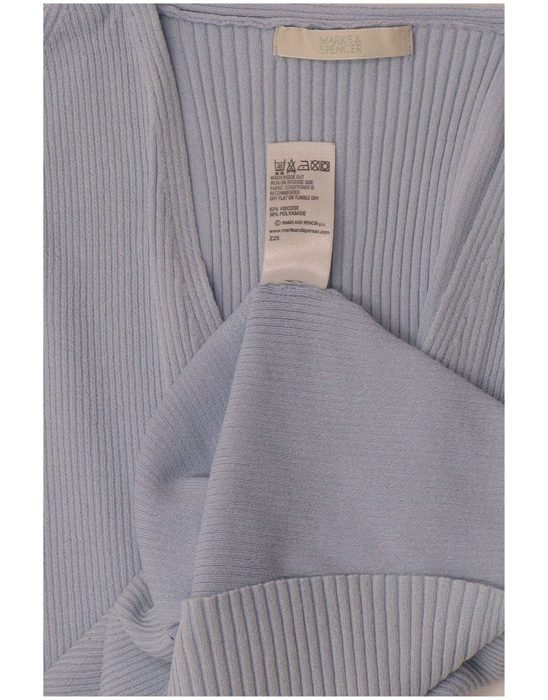 Marks & Spencer Womens Crop T-Shirt Top UK 14 Medium Blue Viscose