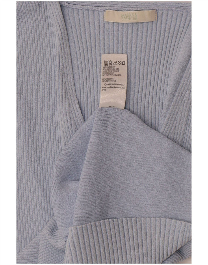 Marks & Spencer Womens Crop T-Shirt Top UK 14 Medium Blue Viscose