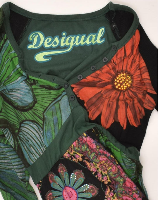 DESIGUAL Womens Leggings Medium Navy Blue Floral Cotton, Vintage &  Second-Hand Clothing Online