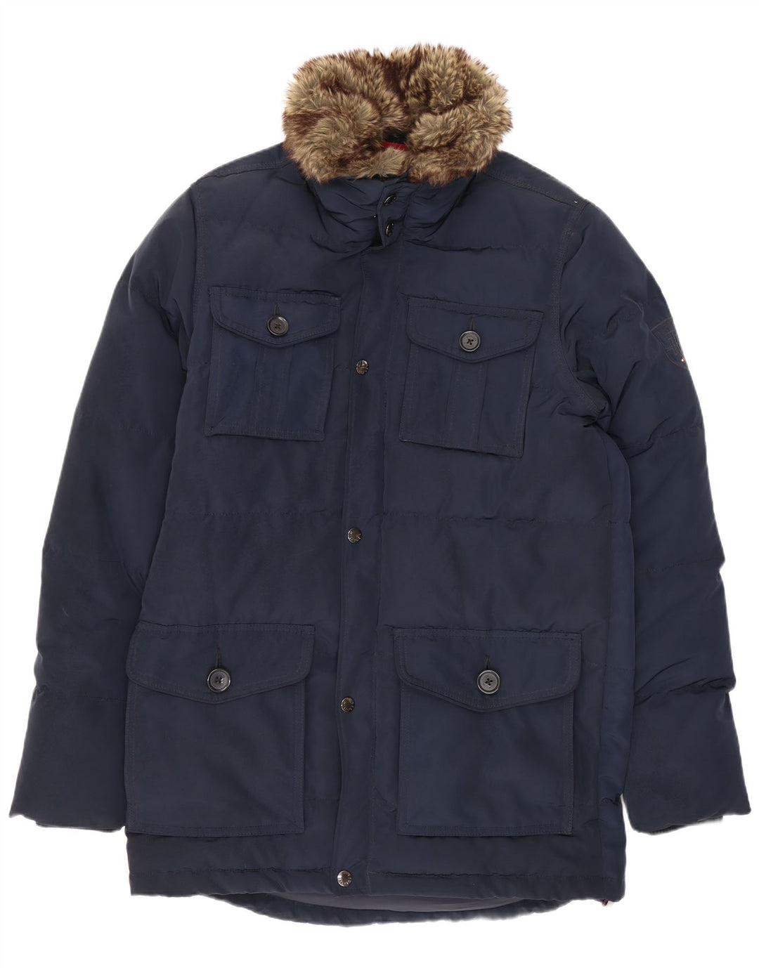Tommy Hilfiger Mens Padded Coat UK 36 Small Navy Blue Polyester