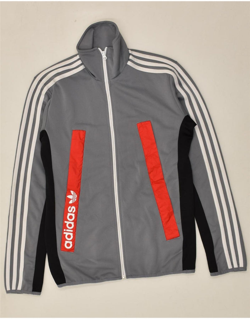 ADIDAS Mens Graphic Tracksuit Top Jacket Small Grey Colourblock Polyester | Vintage Adidas | Thrift | Second-Hand Adidas | Used Clothing | Messina Hembry 