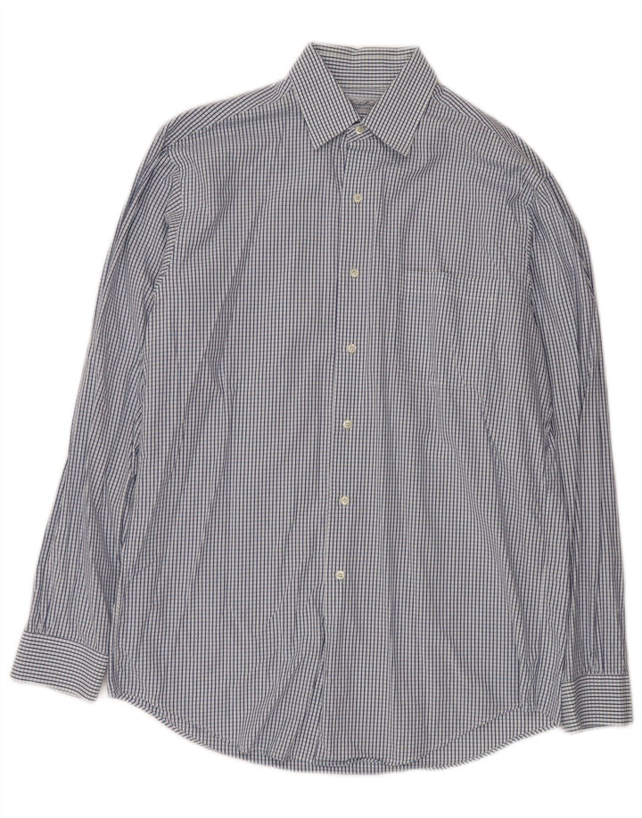 BROOKS BROTHERS Mens Shirt Size 15 1/2 Medium Blue Check Cotton