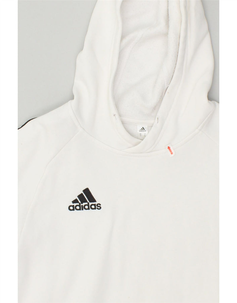 ADIDAS Mens Hoodie Jumper UK 6 XS White Cotton | Vintage Adidas | Thrift | Second-Hand Adidas | Used Clothing | Messina Hembry 