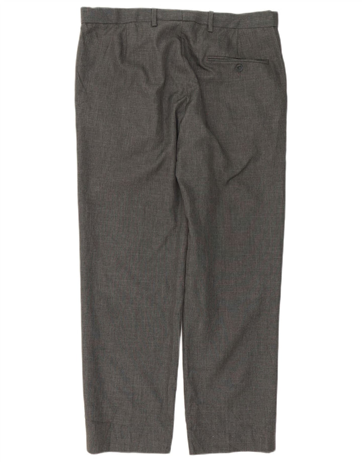 Marks & Spencer Mens Tailored Straight Suit Trousers W34 L29 Grey Polyester