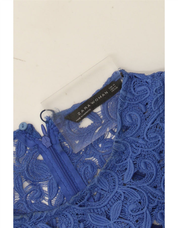 Zara Womens Lace Sheath Dress UK 12 Medium Blue Floral