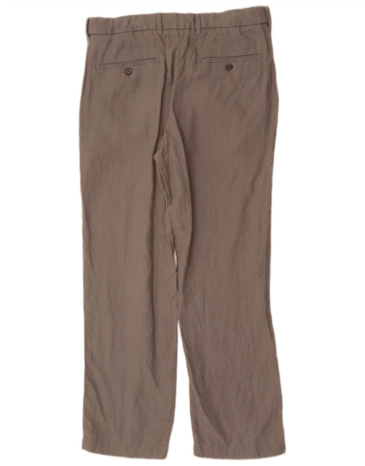 Marks & Spencer Mens Blue Harbour Straight Chino Trousers W34 L31 Grey