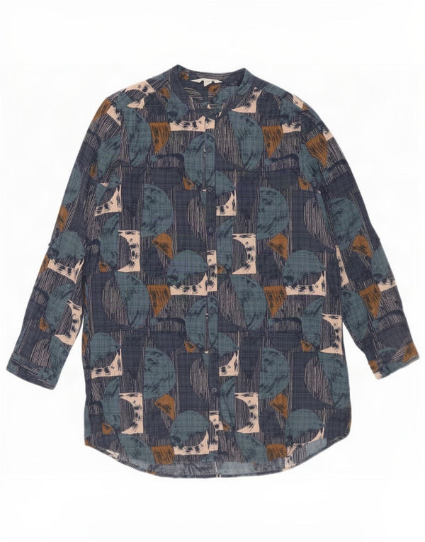 Seasalt Cornwall Womens Shirt UK 12 Medium Navy Blue Geometric Cotton