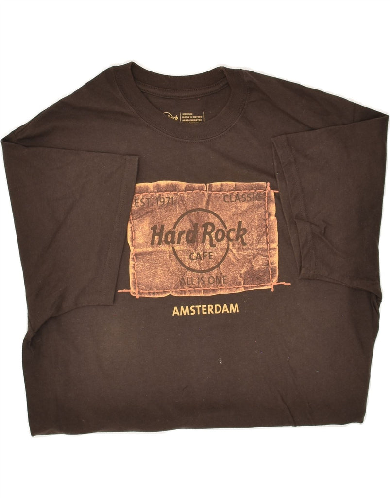 HARD ROCK CAFE Mens Amsterdam Graphic T-Shirt Top Medium Brown Cotton | Vintage Hard Rock Cafe | Thrift | Second-Hand Hard Rock Cafe | Used Clothing | Messina Hembry 